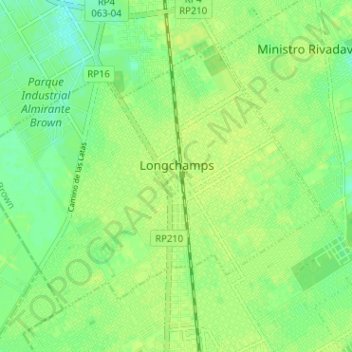 Mapa topográfico Longchamps, altitud, relieve