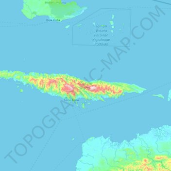 Mapa topográfico Yapen, altitud, relieve