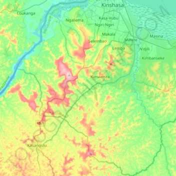 Mapa topográfico Mont Amba, altitud, relieve