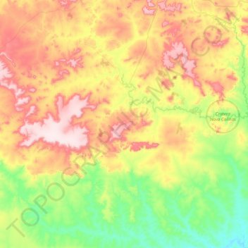 Mapa topográfico Nova Colinas, altitud, relieve