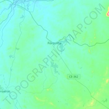 Mapa topográfico Forquilha, altitud, relieve