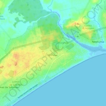 Mapa topográfico El Pinar, altitud, relieve