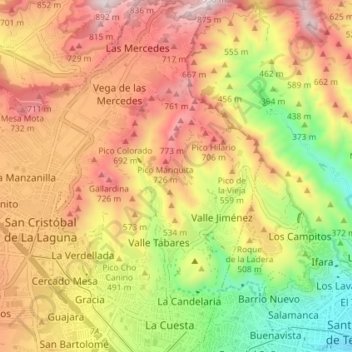 Mapa topográfico Barranco de Santos, altitud, relieve