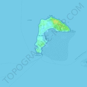 Mapa topográfico Île-d'Aix, altitud, relieve