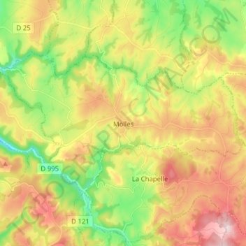 Mapa topográfico Molles, altitud, relieve