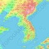 Mapa topográfico 조선/한국, altitud, relieve