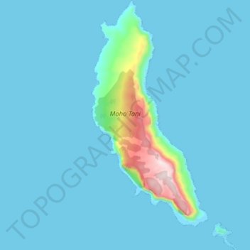Mapa topográfico Moho Tani, altitud, relieve