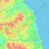 Mapa topográfico Northumberland, altitud, relieve