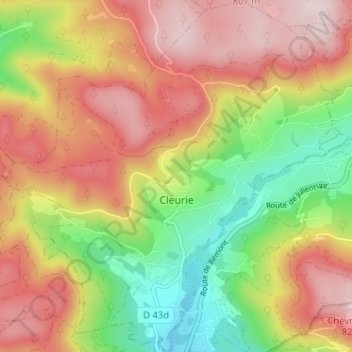 Mapa topográfico Cleurie, altitud, relieve