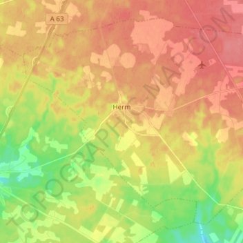 Mapa topográfico Herm, altitud, relieve