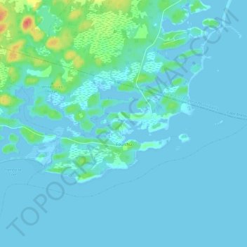 Mapa topográfico Fourchu, altitud, relieve