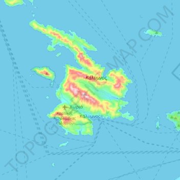 Mapa topográfico Municipality of Kalymnos, altitud, relieve