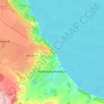 Mapa topográfico Новоульяновск, altitud, relieve