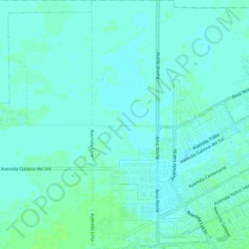 Mapa topográfico Distrito 14, altitud, relieve