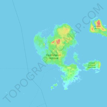 Mapa topográfico Соловецкие острова, altitud, relieve