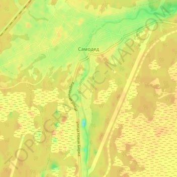 Mapa topográfico Самодед, altitud, relieve