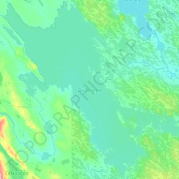 Mapa topográfico Ондозеро, altitud, relieve