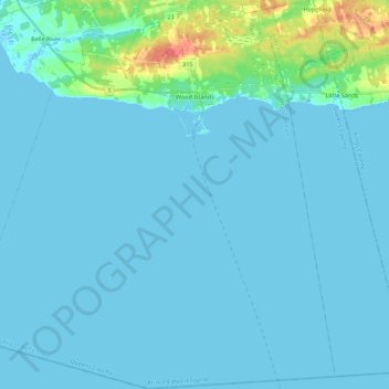 Mapa topográfico Wood Islands, altitud, relieve