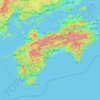 Mapa topográfico 四国, altitud, relieve