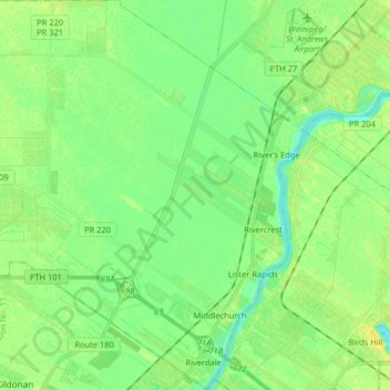 Mapa topográfico Rural Municipality of West St. Paul, altitud, relieve