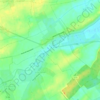Mapa topográfico Harville, altitud, relieve