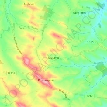 Mapa topográfico Maravat, altitud, relieve