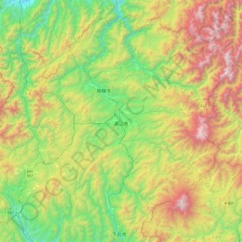 Mapa topográfico Takayama, altitud, relieve
