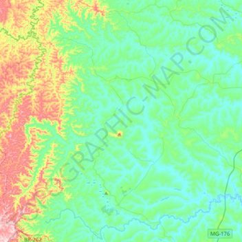 Mapa topográfico Estrela do Indaiá, altitud, relieve