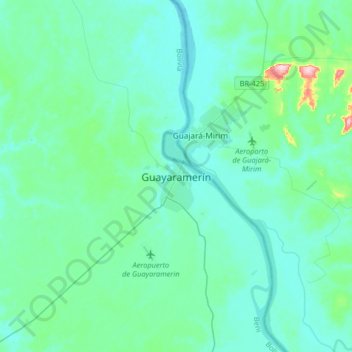 Mapa topográfico Guayaramerín, altitud, relieve
