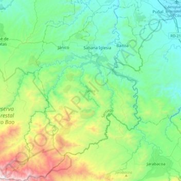 Mapa topográfico Jánico, altitud, relieve