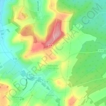Mapa topográfico Bettegney-Saint-Brice, altitud, relieve