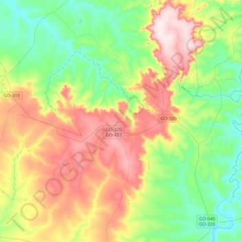 Mapa topográfico Joviânia, altitud, relieve