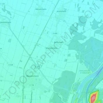 Mapa topográfico Mackenheim, altitud, relieve