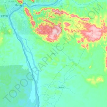 Mapa topográfico Zongo, altitud, relieve