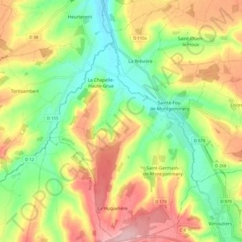 Mapa topográfico Val-de-Vie, altitud, relieve