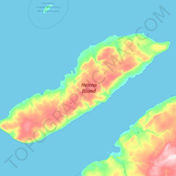 Mapa topográfico Helena Island, altitud, relieve