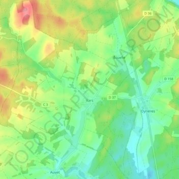 Mapa topográfico Vars, altitud, relieve