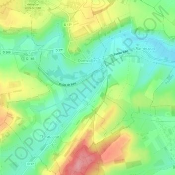 Mapa topográfico Domvallier, altitud, relieve