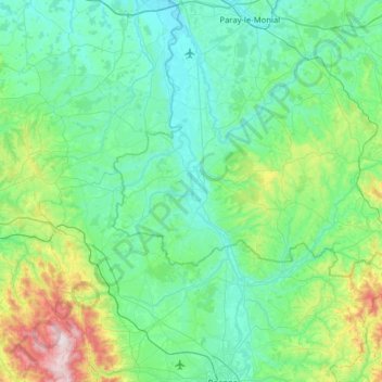 Mapa topográfico Canal de Roanne à Digoin, altitud, relieve