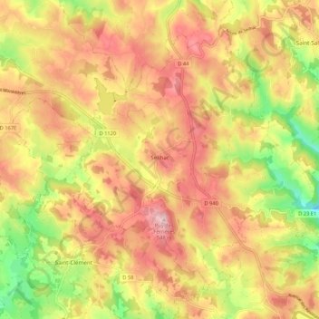 Mapa topográfico Seilhac, altitud, relieve