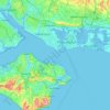 Mapa topográfico The Solent, altitud, relieve