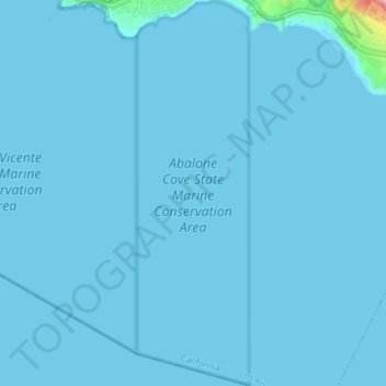 Mapa topográfico Abalone Cove State Marine Conservation Area, altitud, relieve