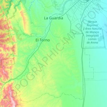 Mapa topográfico Municipio La Guardia, altitud, relieve