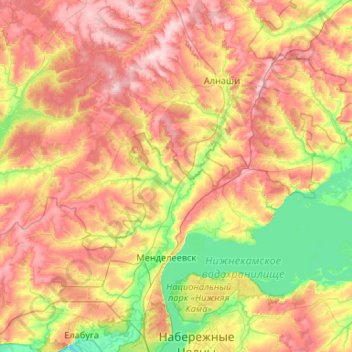 Mapa topográfico Тойма, altitud, relieve