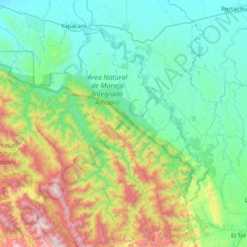 Mapa topográfico Municipio Buena Vista, altitud, relieve