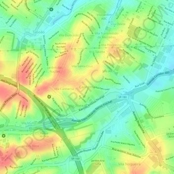 Mapa topográfico Canhema, altitud, relieve