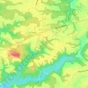 Mapa topográfico Biarrotte, altitud, relieve