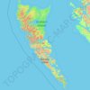 Mapa topográfico Haida Gwaii, altitud, relieve
