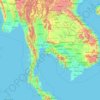 Mapa topográfico Tailandia, altitud, relieve
