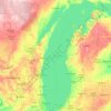 Mapa topográfico Lake Michigan, altitud, relieve